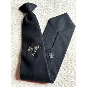 Black Edwards Clip-On BlackTie Diamond Embroidery Mens Teacher Career